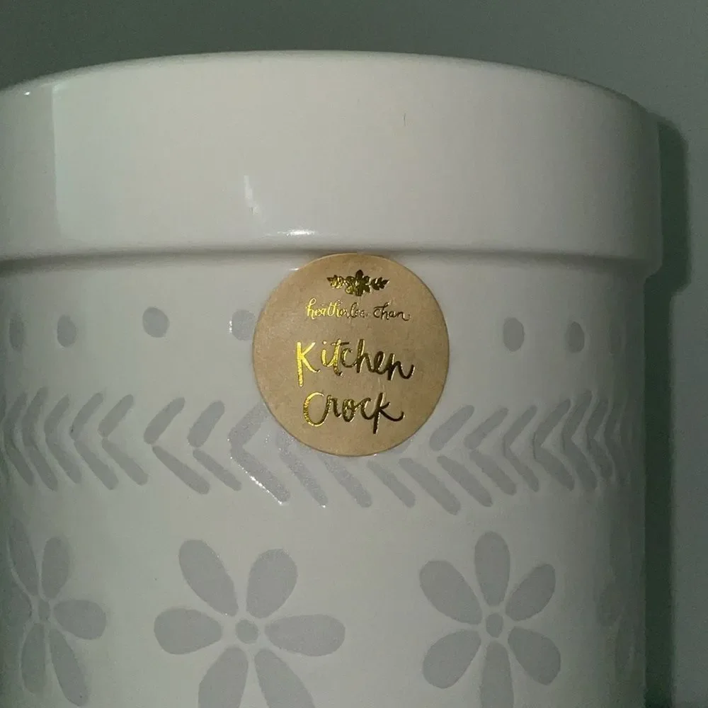 Beautiful flower pattern floral print ceramic kitchen crock storage utensil